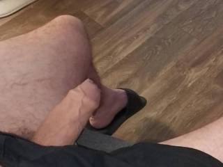 In the kitchen stroking my big cock!