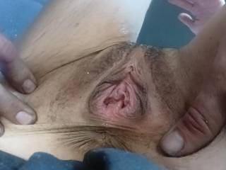 Progress in wrecking her pussy