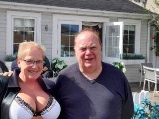Friend Gary enjoyed her sports bra when we met for coffee this summer