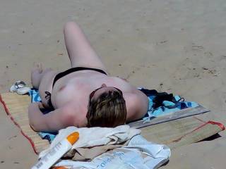 Tits out on the beach