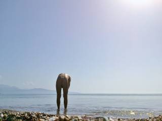 Close our home town he dared a nude swimming