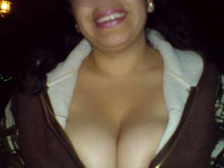 A little cleavage in a cold night.