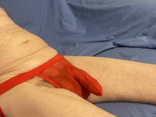 Mr Floppy in the new red thong.