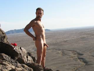 Nudist hiking around the Arizona trails enjoying life