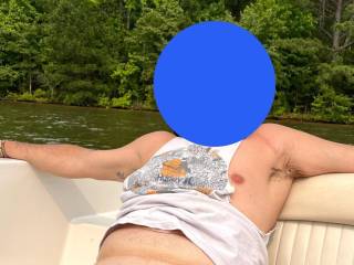Final days of lake season, hubby just chilling out on the boat