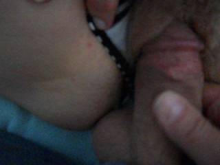 fucking and squeezing her tit. I rub her clit and she parts her panties for a cumshot. Cum along and tell about it