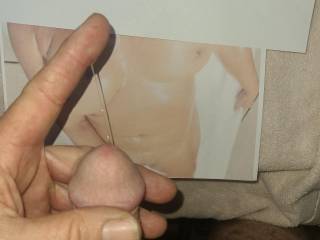 Showing the precum that Ms UpNorthCoupel got flowing from my cock.